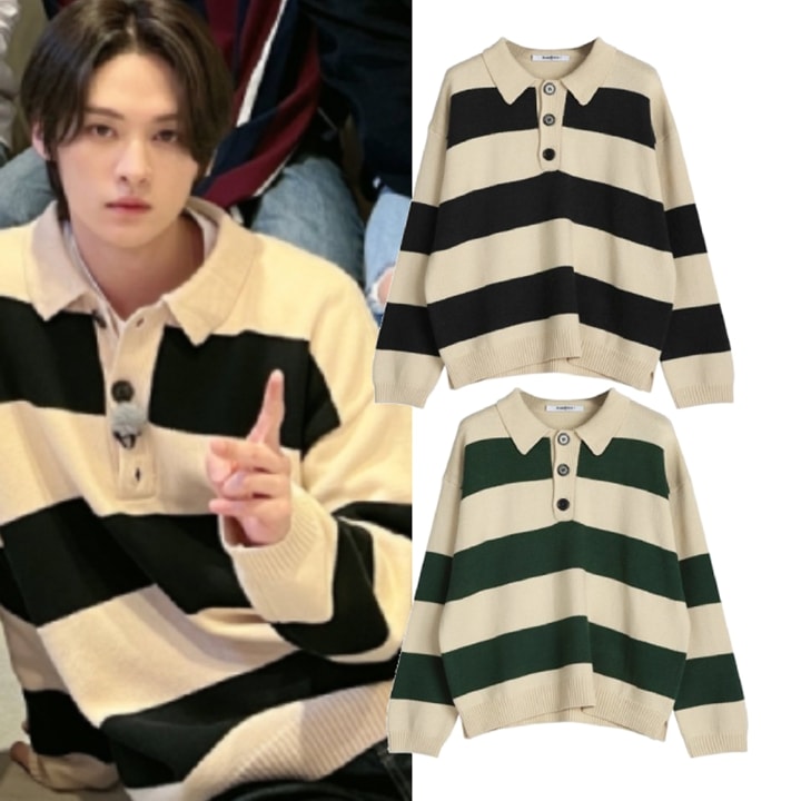 [Stray Kidsリノ着用] Rugby Striped Knit