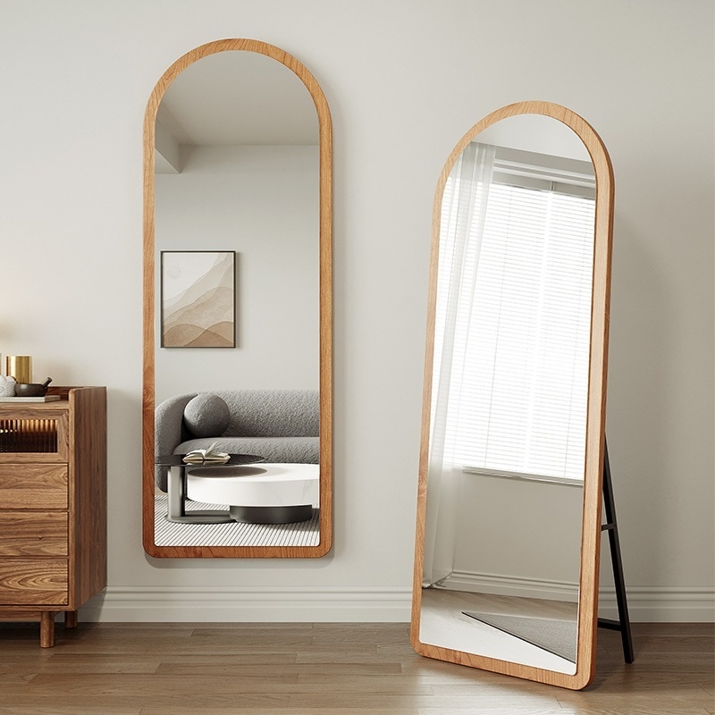 全身鏡和式床置き鏡家庭用姿見簡潔高品位試着鏡寝室原木風壁掛け鏡