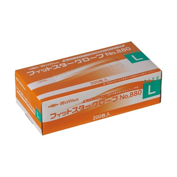 （まとめ）ミリオン フィットスターグローブ No.880 パウダーフリー L （200枚）[x3]