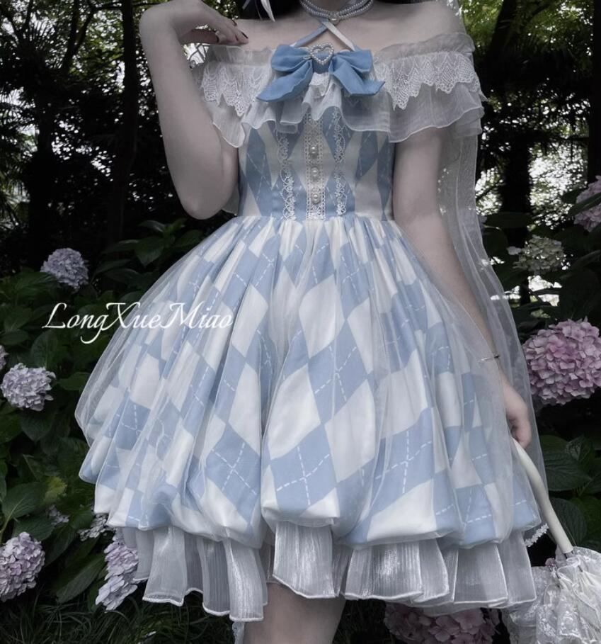 とくとく販売中Lolita/opワンピース　jsk　日常　写真　舞台　変装/ロリータ トップス 萌え レディース ゴスロリ ロリータファッション　変装　トップス 吊りスカート花嫁洋服　ティアードスカー