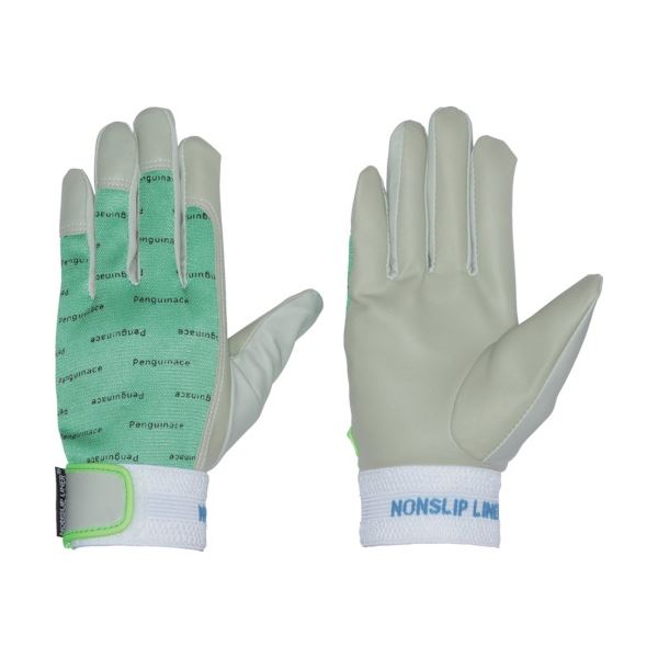 （まとめ）ペンギンエース ノンスリップエレカー 白 L グリーン PA-1623 1双[x3]