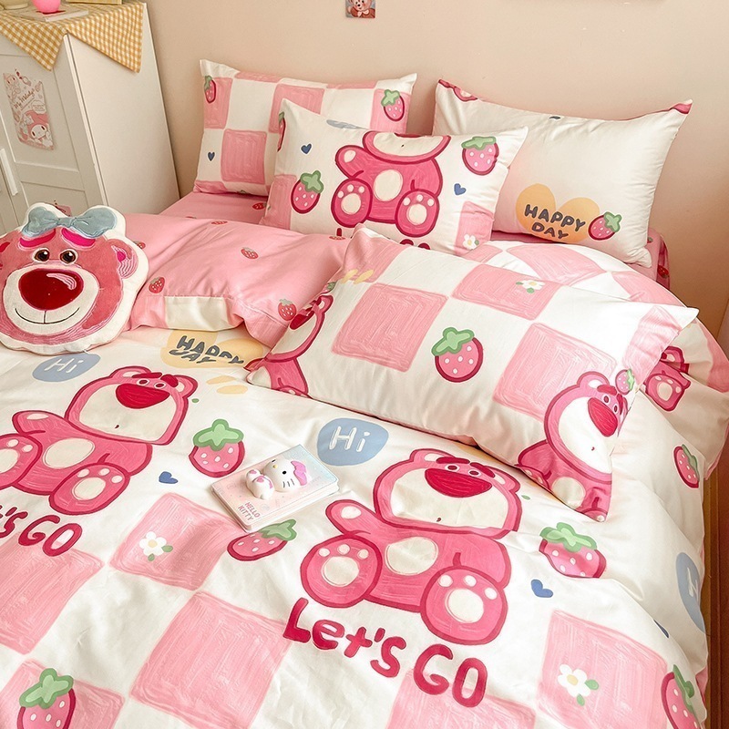 純綿ツイル 4 点セット純綿シーツプリント漫画スタイル シーツ布団カバー寝具セット