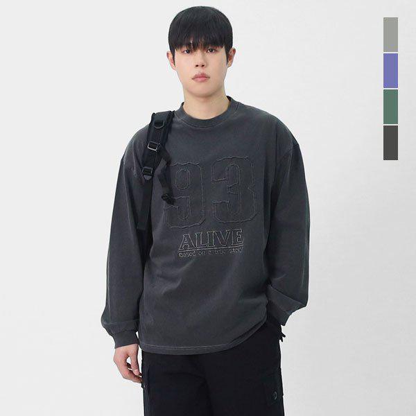 メンズウォッシングヴィンテージアップリケ長袖TシャツSWY021