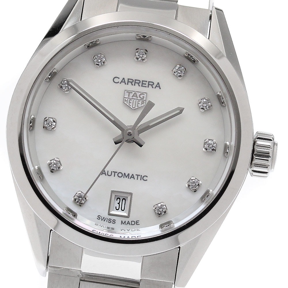 タグホイヤー TAG HEUER WBN2412-0 カレラ キャリバー9 11Pダイヤ デイト 自動巻き レディース 美品 箱・保証書付き_958040【中古】