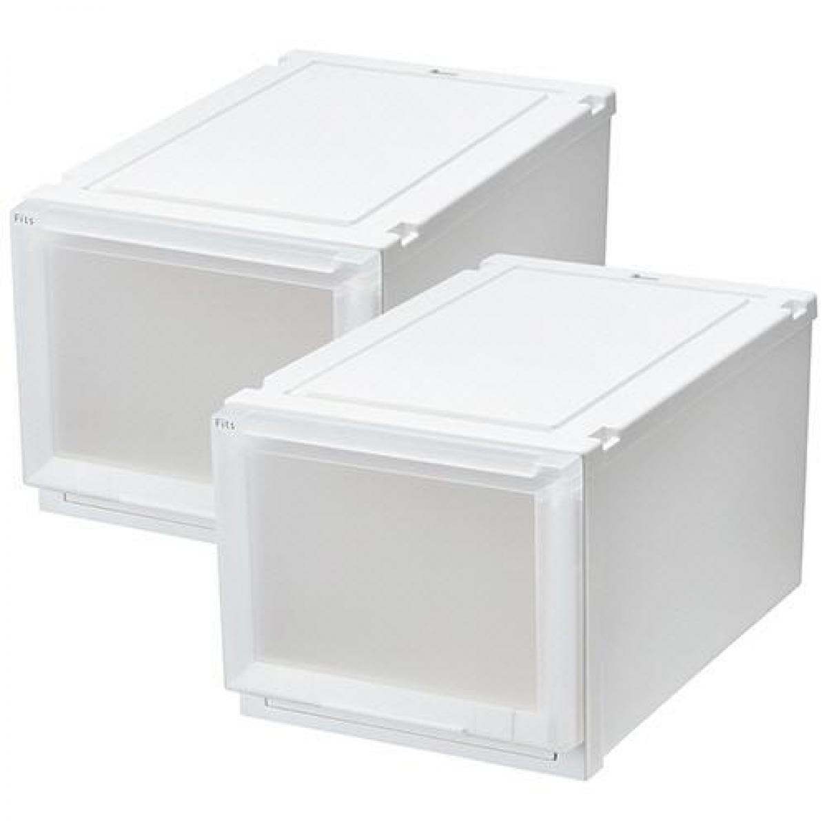 天馬(TENMA) フィッツケース 55-35L ホワイトクリア 収納 ケース 衣類 Fits 収納ボックス ホワイト (2個組)