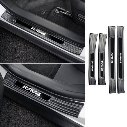 色：外側&ブラックヘアライン MEKOMEKO トヨタ RAV4 50系 スカッフプレート サイドス