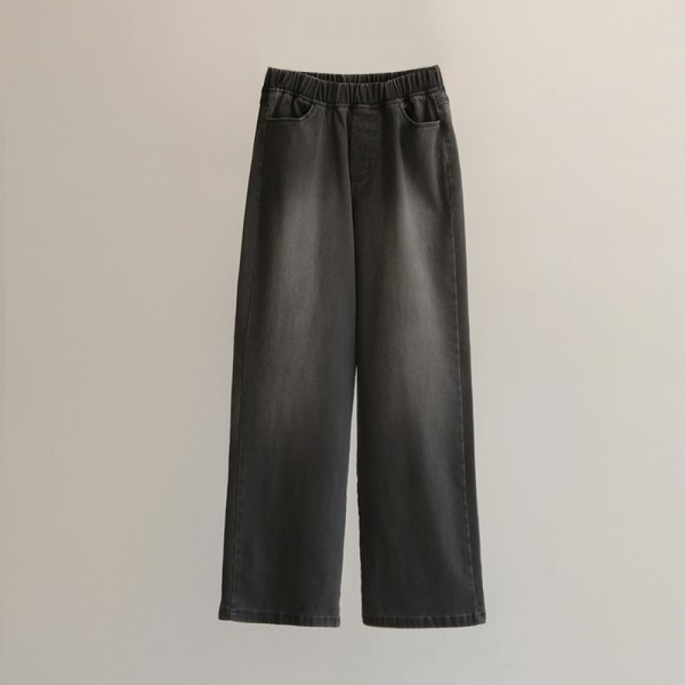 [Elysia] ロブデニムワイドテンションバンディングパンツ