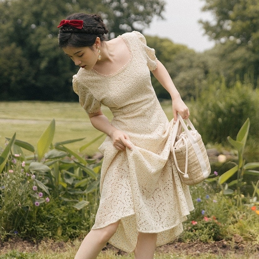 2025 ファッション レディース ドレス ワンピース レースワンピ 膝丈 パステル