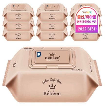 ベベアンオリジナルプラスベビーティッシュキャップ型100枚10パック/韓国直送