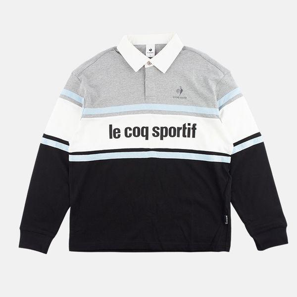 共用ルーズフィット長袖ラグビーTシャツ メランジグレー QP323TRL83_P407299993