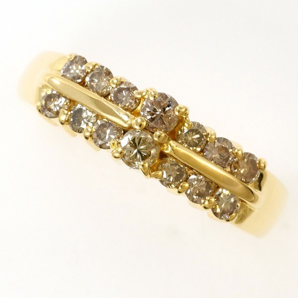 K18 18金 YG リング 11号 ブラウンダイヤ 0.55 中古