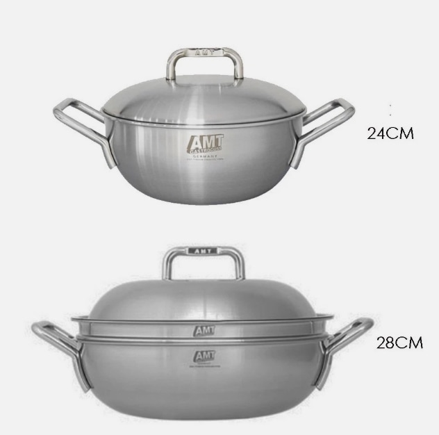 AMT 調理器具2点セット (パーティー用中華鍋 28cm + 中華鍋 24cm)[並行輸入]