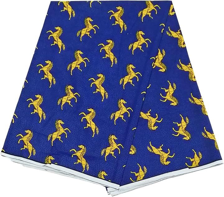 アフリカ布 アフリカンプリント アフリカンファブリック 生地 馬(C コットン約270cm)