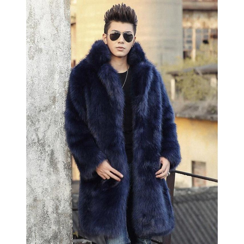 2色 防寒 カッコイイ 上品 超人気 フェイクファー 毛皮コート ファーコート 保温 メンズ ロング丈 カジュアル 秋冬 アウター 暖かい コート ジャケット 長袖