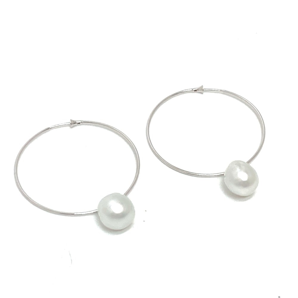 jewelry ジュエリー ピアス K14WG バロックパール ループ K14WG シルバー