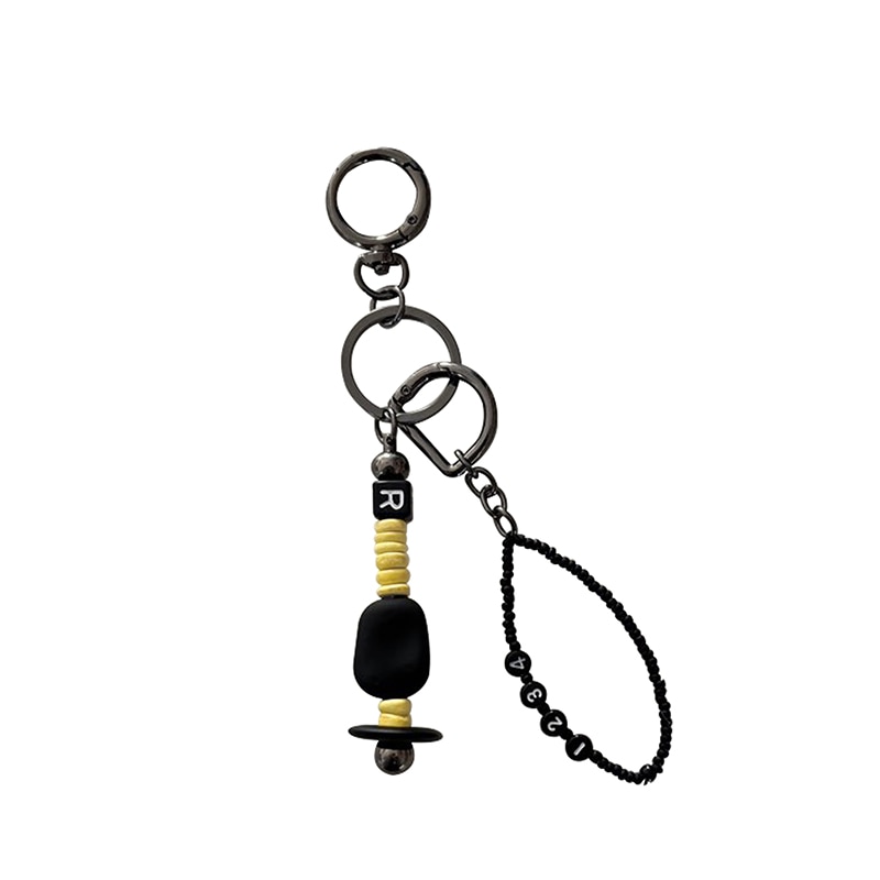nature beads keyring yellow