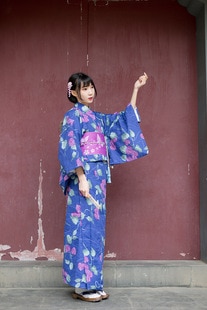 現物木の葉柄着物浴衣女性セット日本伝統着物アイロン無料夏肌 10,467円