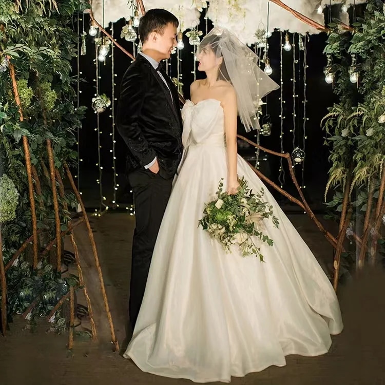 ウェディングドレス ウェディングドレス白 パーティードレス パフスリーブ オフショルダー 花嫁ロングドレス 結婚式 二次会 お呼ばれ 挙式 姫系