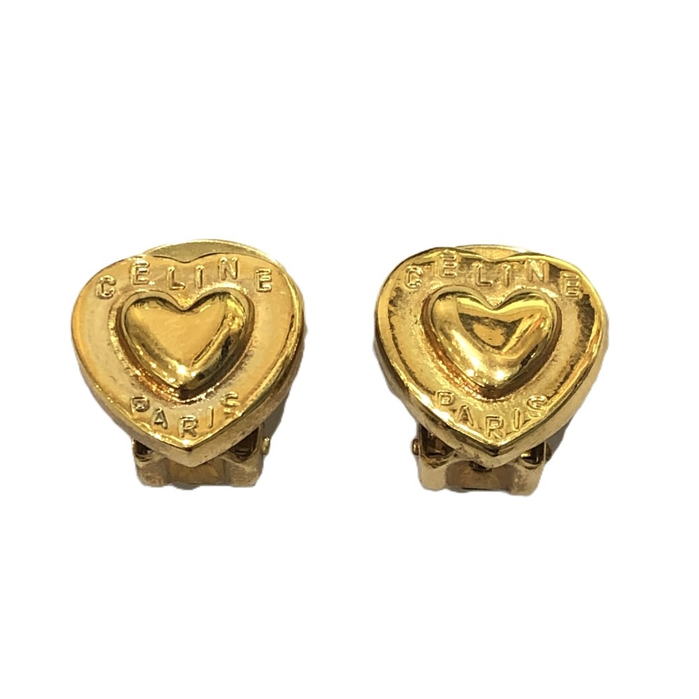 イヤリング ロゴ ハート ヴィンテージ アクセサリー ファッションジュエリー クリップ式 メタル ゴールド