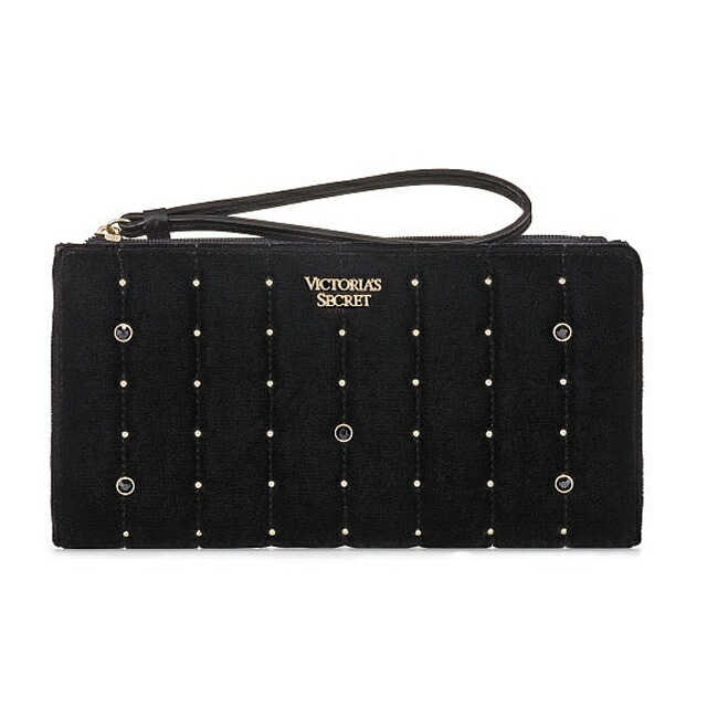 ヴィクシー Velvet Stud Slim Wristlet　長財布 フルジップ ウォレット ヴェルヴェット スタッズ ブラック