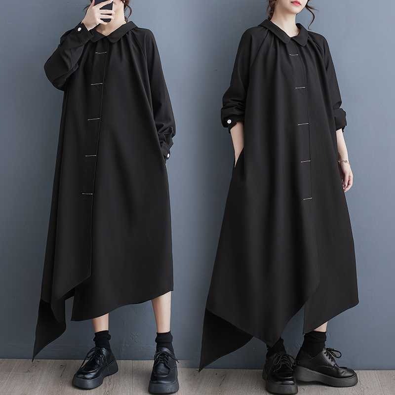 2024秋新品 シャツワンピース ドッキング 大きいサイズ ロングドレス 体型カバー レディース メガ割 ワンピース 12