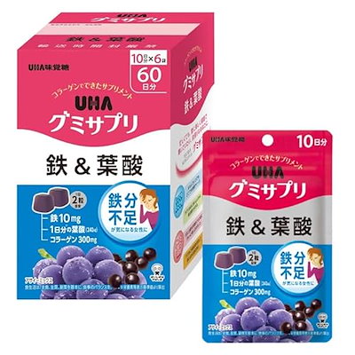 UHA味覚糖 UHAグミサプリ鉄&葉酸 60日分(10日分6箱) 【EC...のサムネイル