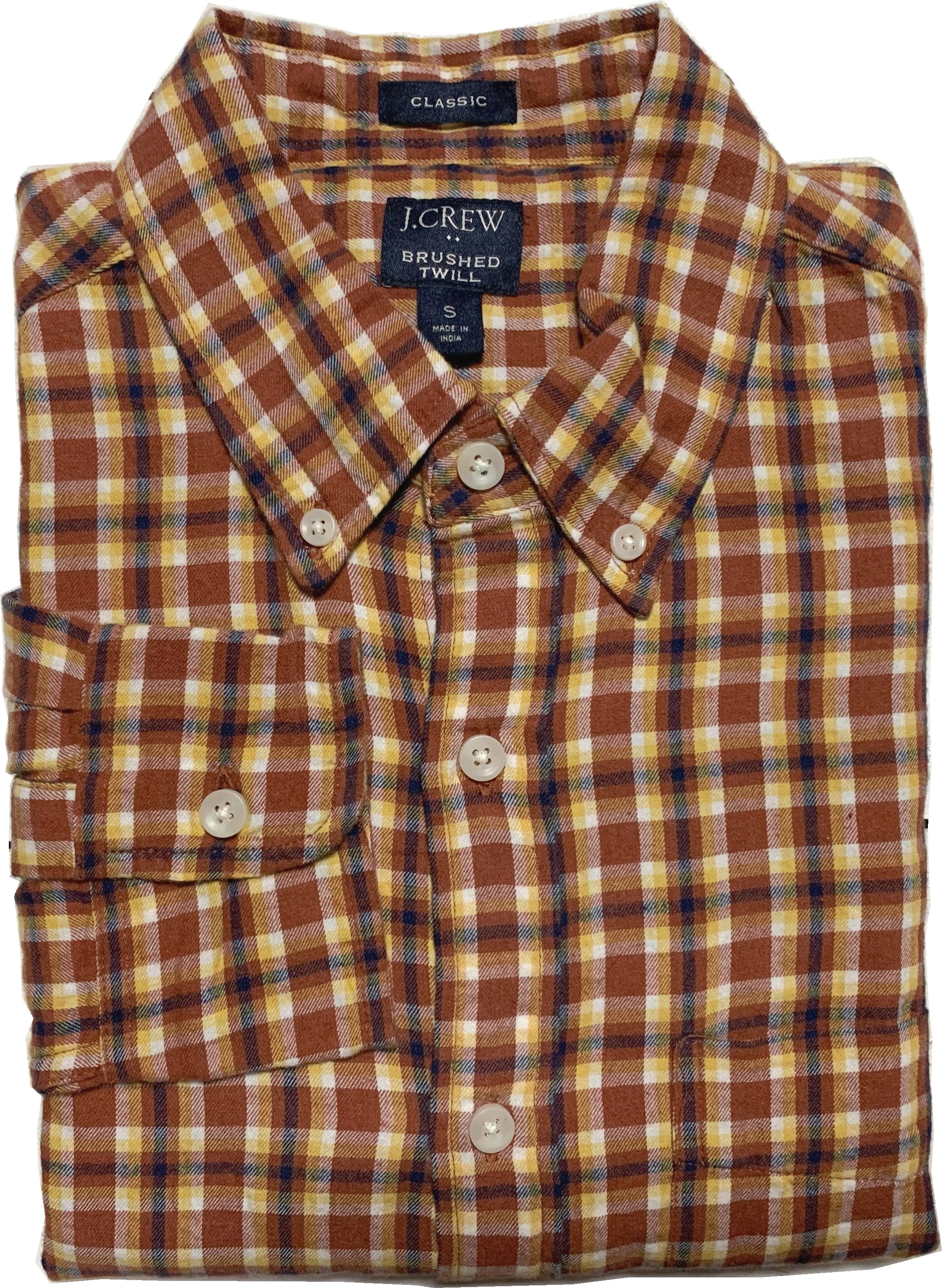 長袖 ボタンダウンシャツ チェック ブラウン系 メンズ J.CREW JC2-037