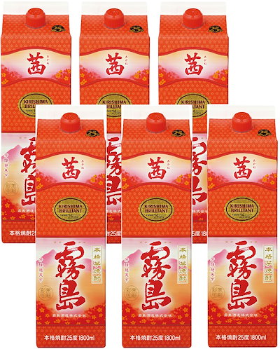 他サイト： 茜霧島パック 25度 1800ml 6本入 1ケース 6本単位限り 宮崎県 霧島酒造の商品画像