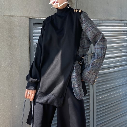 デザインニットチェックトップス 1Color プレゼント 個性的なデザイン ステージ衣装 演出衣装 イベント こせい 個性 特徴あり 新作 TV 主演 ステージ衣装 舞台 おしゃれ