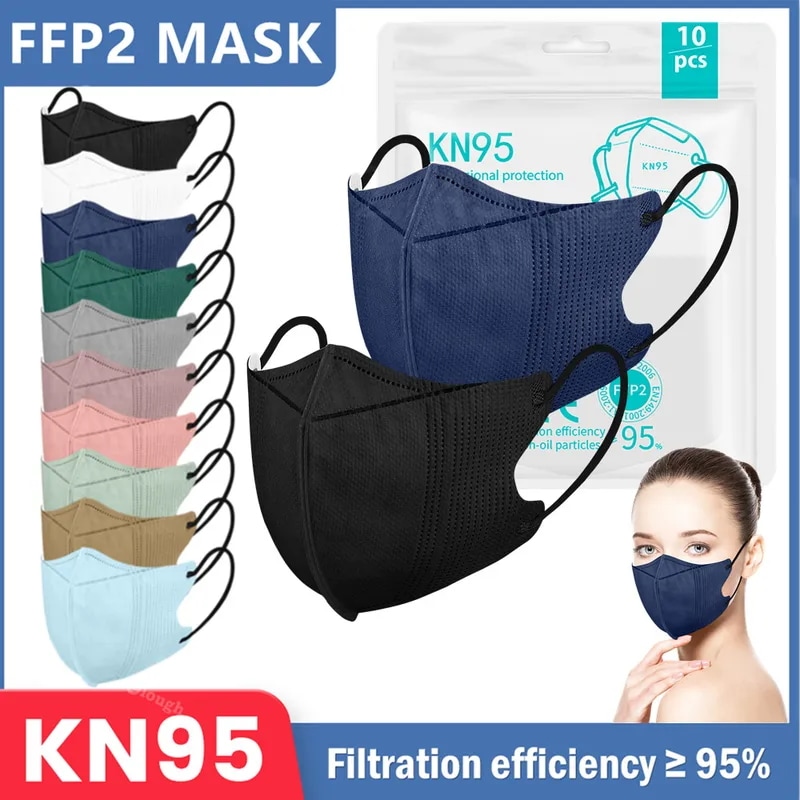 納期21日:大人のフェイスマスク,KN95,モランディ,3D,黒,ffp2,4層,ffp3