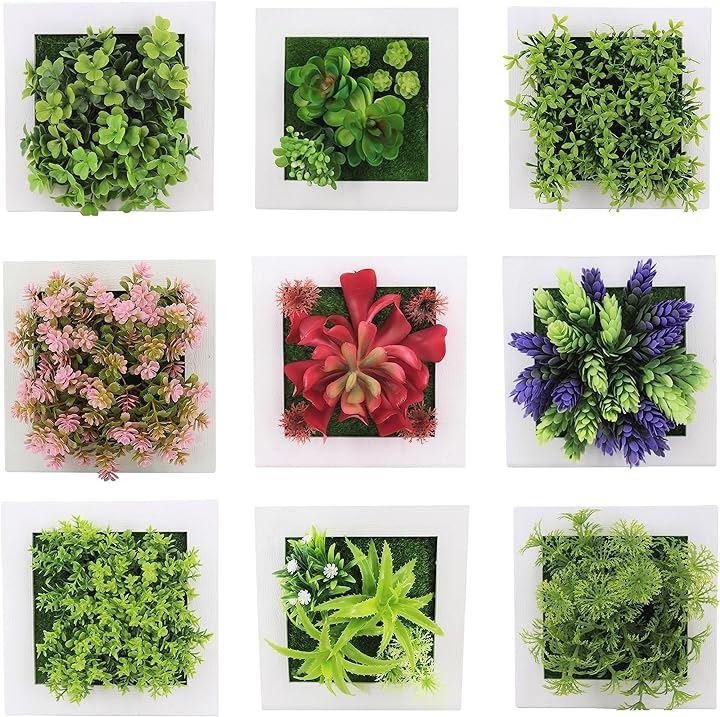 ウォールグリーン フェイクグリーン 壁掛け 観葉植物 セット 多肉 ディスプレイ インテリア 装飾 造花(グリーン)