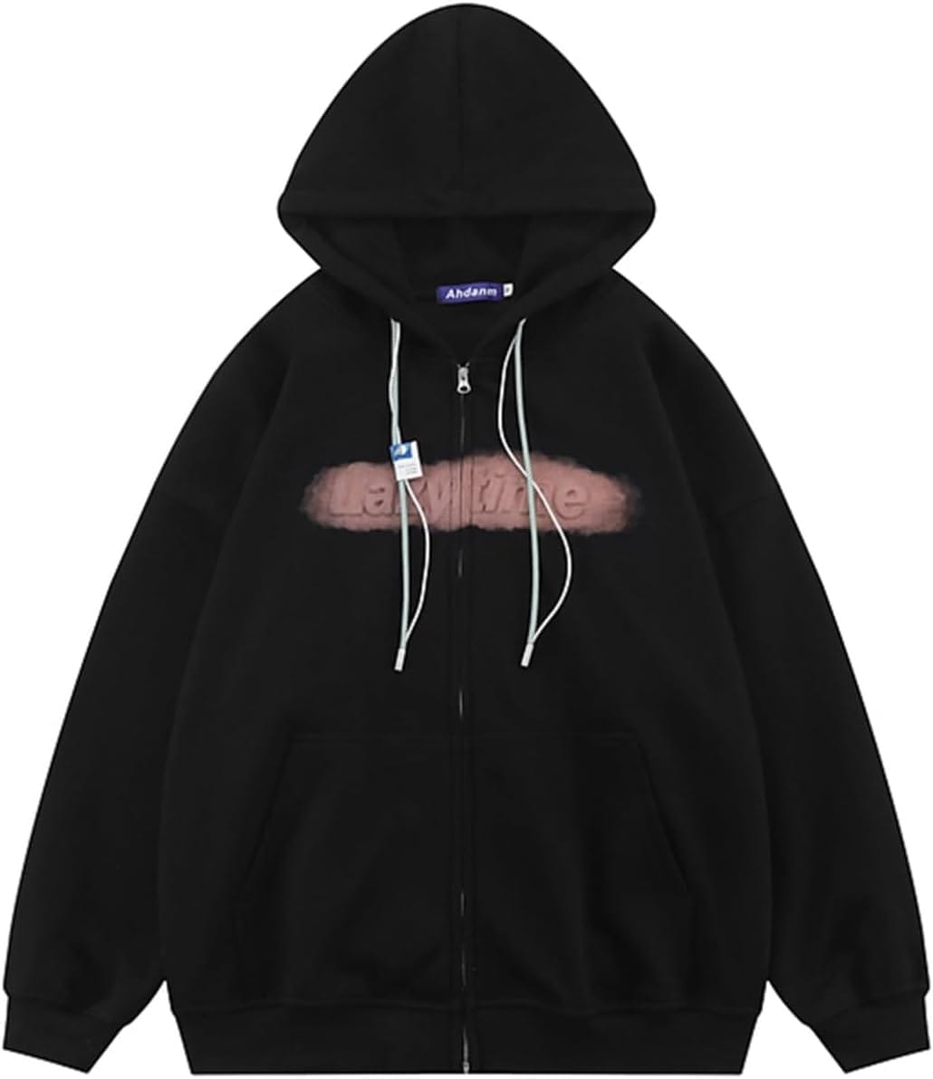 パーカー メンズ s アルファベット柄 落書き 長袖 フード付き ジップアップパーカー トレーニングウェア 裏起毛 ドローストリング付き 秋冬 トップス トレーナー ビックシルエット 防風防寒 韓国