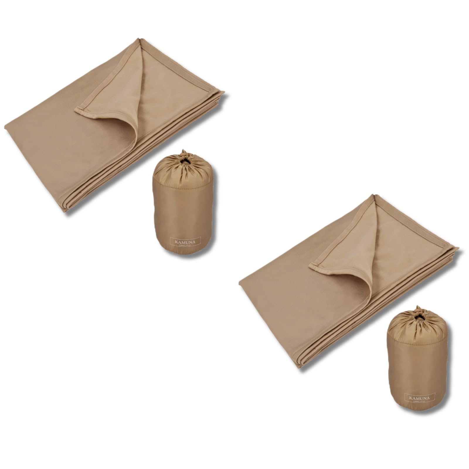 KAMUNA ブランケット 100×140cm コンパクト 携帯用 防災 旅行用 (Sand ×2)