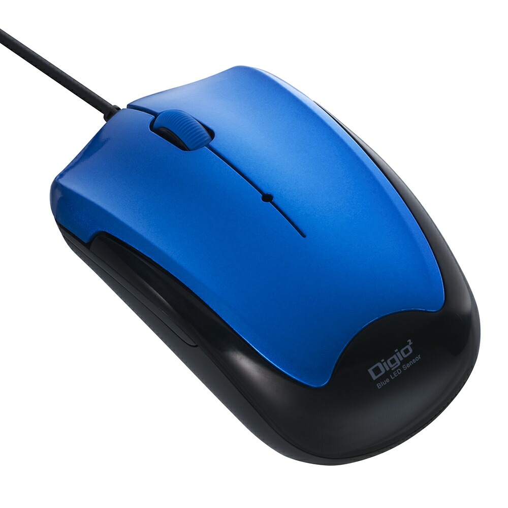 （まとめ買い）有線静音3ボタンBlueLEDマウス ブルー MUS-UKT124BL [x3]