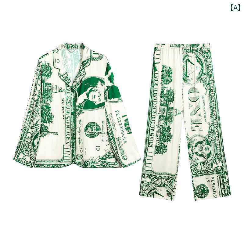 シルク　パジャマ　レディース AWLUXE 高級 春秋 カジュアル 冷感 パジャマ ドル プリント アウトドアウェア 女性用 ホームウェア 8,326円