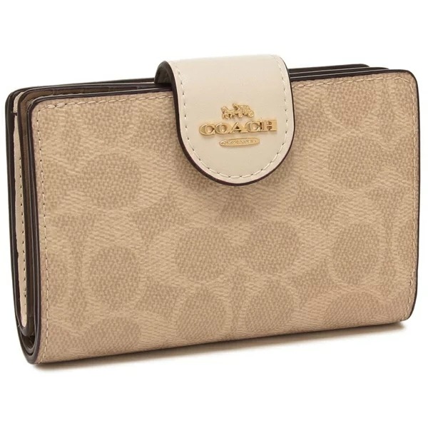 アウトレット 二つ折り財布 シグネチャー ミディアム コーナー ジップ ウォレット ホワイト レディース CW786 IMXDM 14,664円