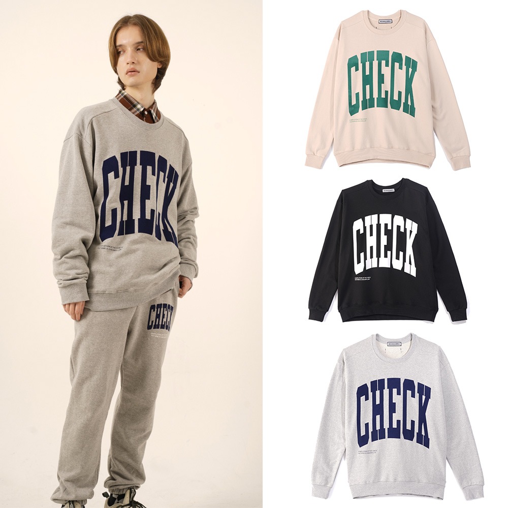 [SET] チェックスウェットシャツ+スウェットパンツ(3COLOR) 韓国ファッション スウェット男女兼用トップス