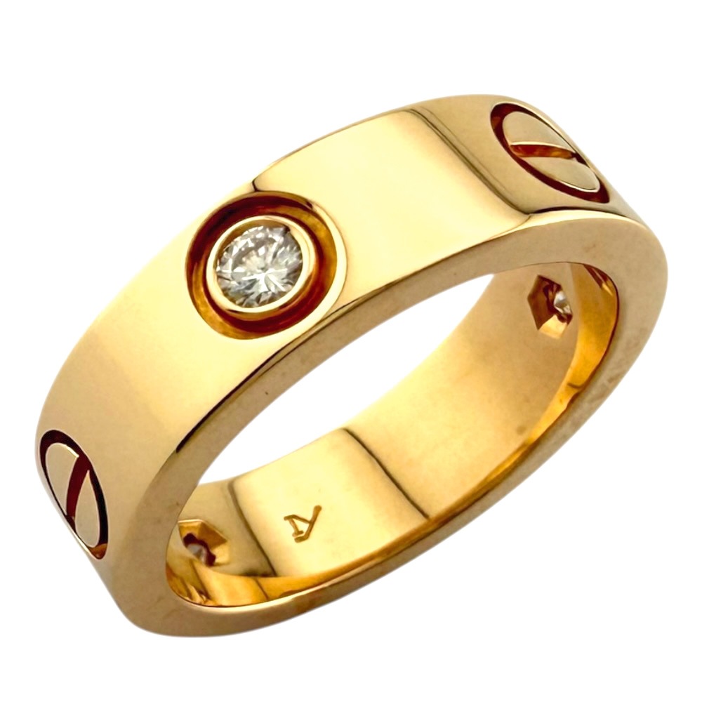 カルティエ ラブ ハーフダイヤ リング 指輪 10号 18金 K18イエローゴールド ダイヤモンド CARTIER 中古 美品