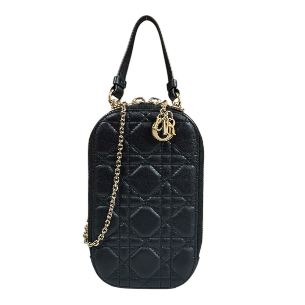 ディオール レディディオール コーリンディオール カナージュ ショルダーバッグ ラムスキン S0872ONMJ_M900 ブラック Dior 中古