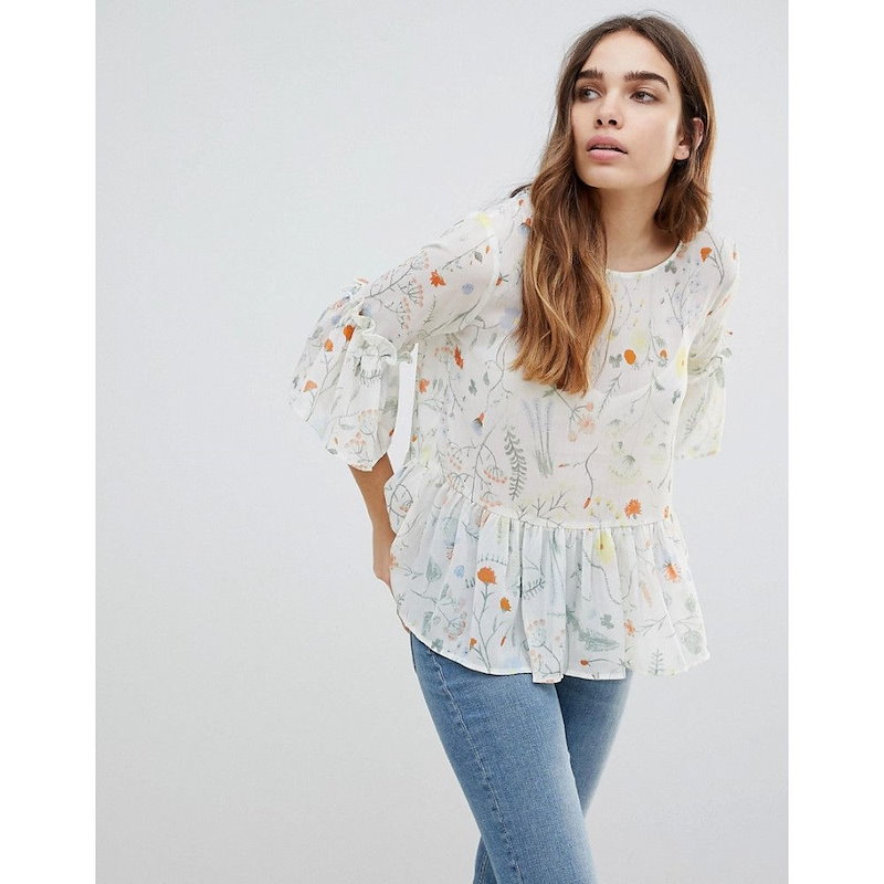 モンキー レディース トップス【Monki Printed Peplum Top】Multi モンキー レディース トップス【Monki Printed Peplum Top】Multi