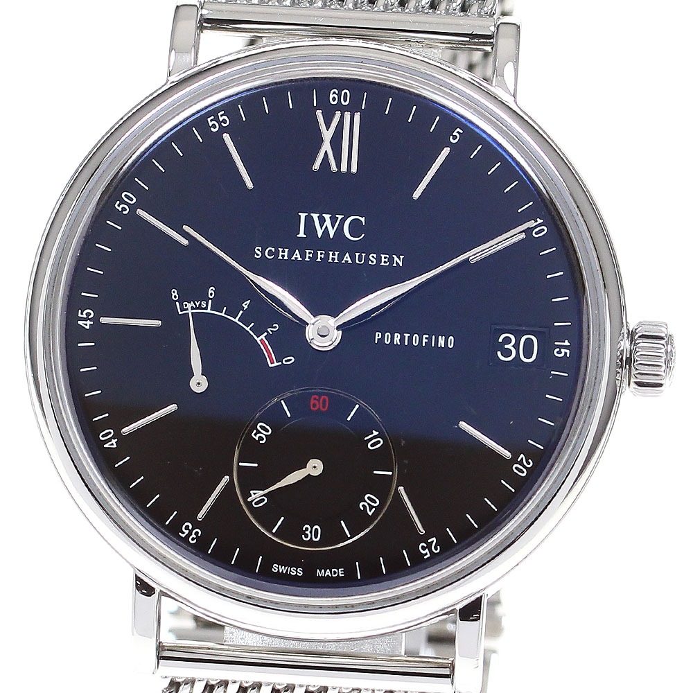 IWC SCHAFFHAUSEN IW510102 ポートフィノ ハンドワインド 8デイズ デイト パワーリザーブ 手巻き メンズ 保証書付き_828279【中古】