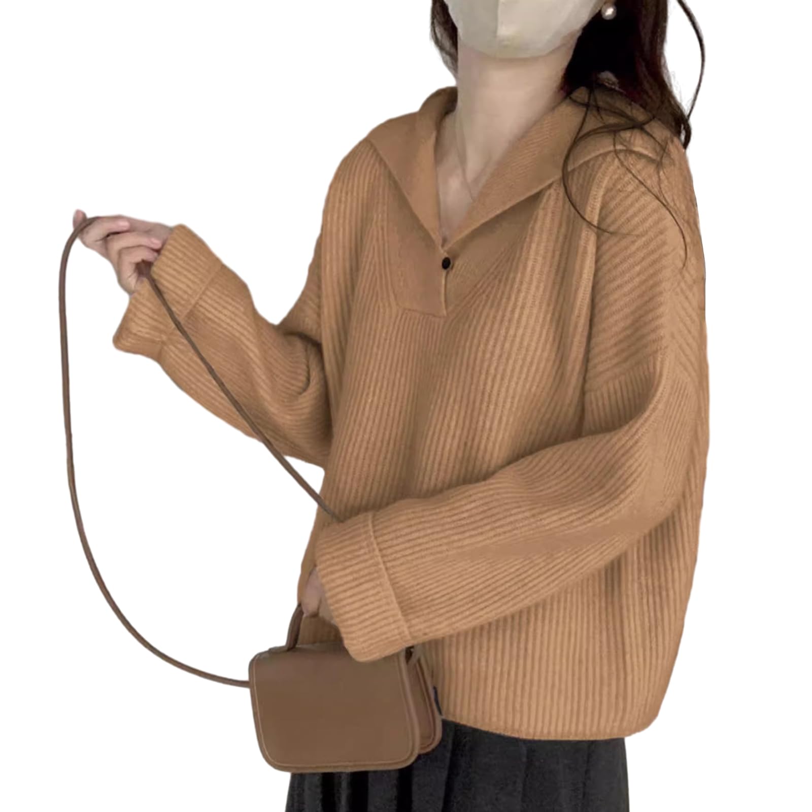 ニット セーター 長袖 レディース 襟付き トップス vネック カットソー 長袖セーター 無地 リブニット プルオーバー セーターニット 秋服 着痩せ 大人 きれいめ カジュアル おしゃれ 普段着 通 4,574円