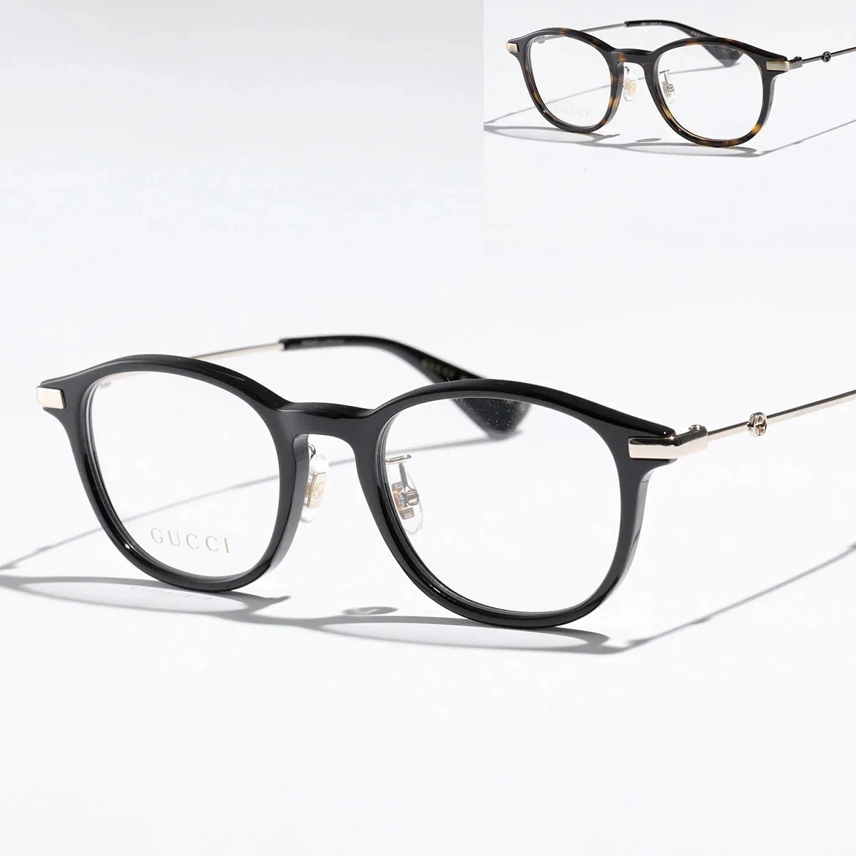 GUCCI グッチ メガネ GG1471OJ メンズ ボストン型 伊達メガネ ダブルGロゴ めがね 眼鏡 黒縁 セルフレーム クリングスタイプ アイウェア カラー2色