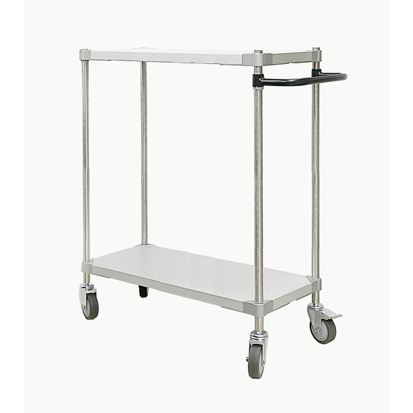 ガルバシェルフワゴン 35×60cm 2段 ポール 900 ブラック 取っ手付き 日本製 キャスター付き ガルバ シェルフ ワゴン 組立式