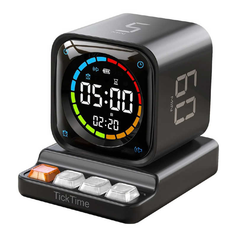 LLANO　llano TickTimer ポモドーロタイマー＋置き時計 生産性アップ・集中力向上 ミニPC風デザイン 5/10/30/60分 ブラック　TK3-B