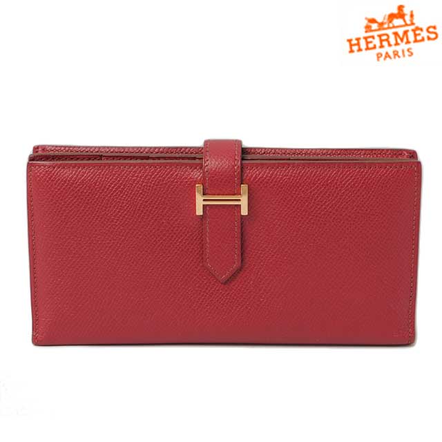 超爆安 エルメス 長財布 Hermes ベアン スフレ ヴォーエプソン ルージュ ゴールド金具 中古 ホワイ 長財布 Hungarialovasmajor Hu