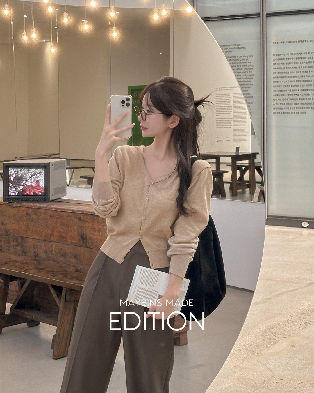 Vネックカーディガン韓国ファッション レディース