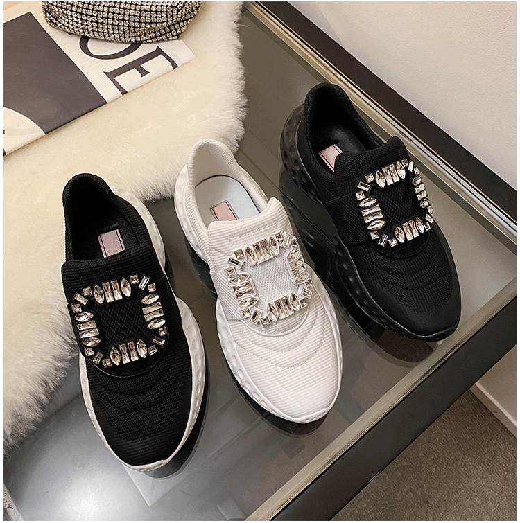 スクエアビジュー厚底スニーカー クリスタルビジュースニーカー レディースシューズ レディーススニーカー スニーカー 厚底シューズ C98