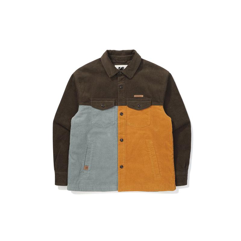 [公式] ブラウニー カラーブロック パディング シャツ BROWN