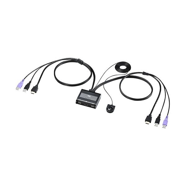 サンワサプライ HDMI対応 手元スイッチ付きパソコン自動切替器 (2:1) SW-KVM2WHU 1台